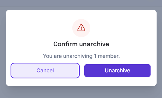 Hatica unarchiving members